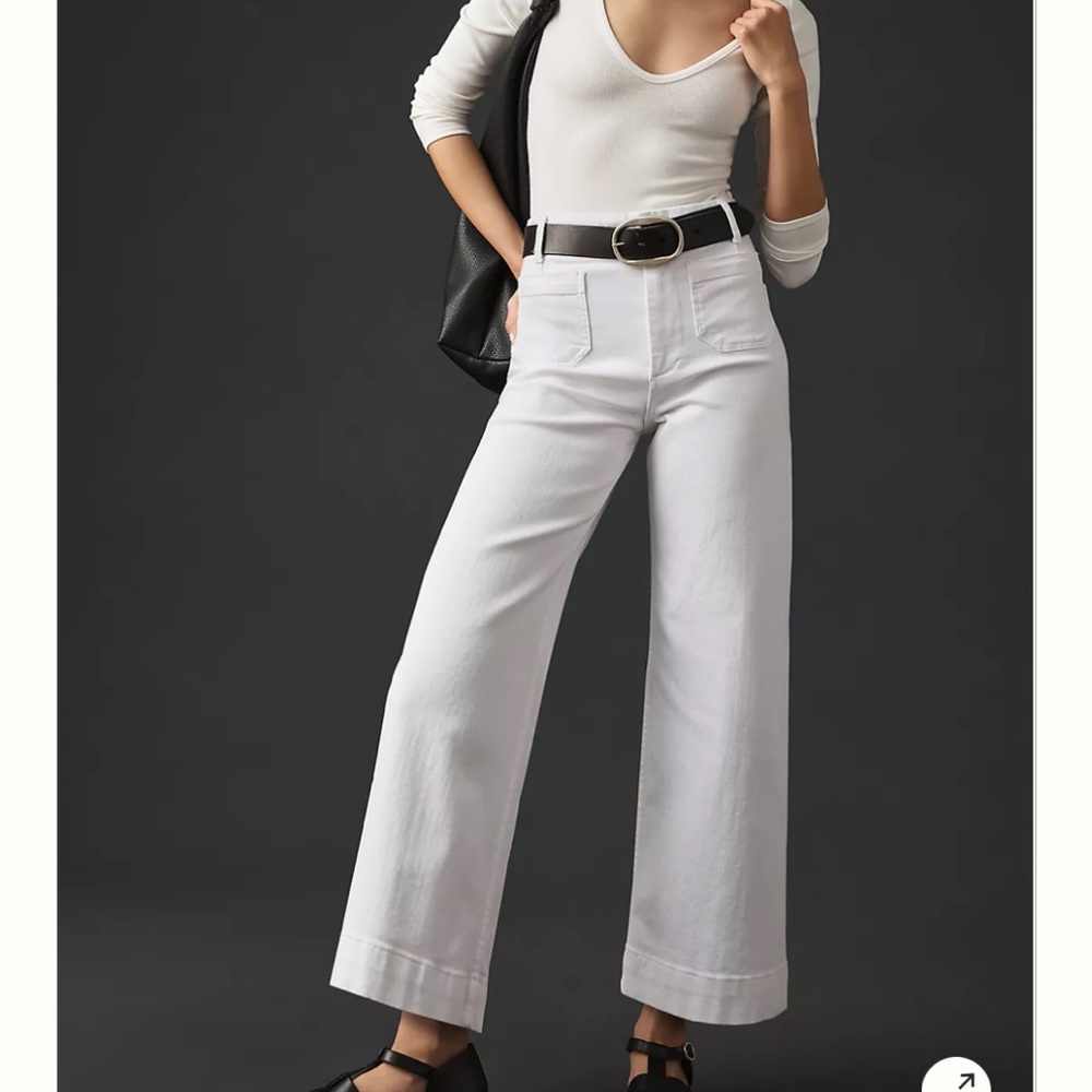 NWT maeve by anthropologie the colette white denim cropped wide leg jeans 31